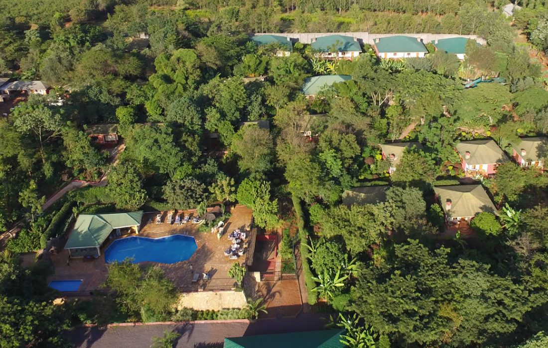 Gardens and accommodations at Kudu Lodge in Karatu
